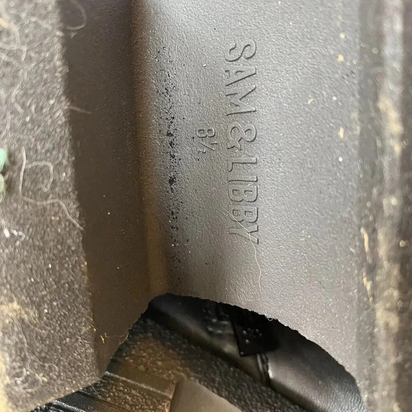 Y2K Chunky Heels Sam/Libby Chelsea Ankle Black Faux Leather Boot Womens 8.5 Goth - Picture 6 of 12